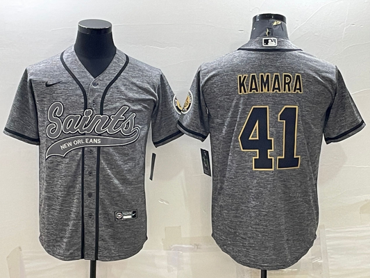 Men's New Orleans Saints Alvin Kamara #41 Gray Game Jersey1 Joint Edition