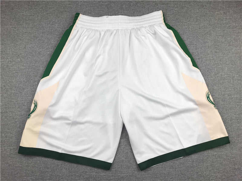 Men's Milwaukee Bucks White Basketball Shorts1