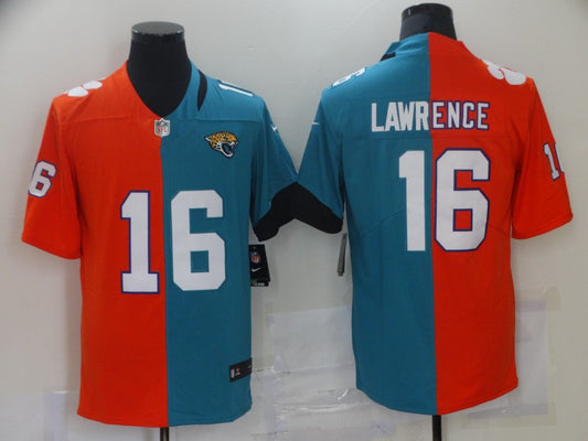 Men's Jacksonville Jaguars Trevor Lawrence #16 Red/Teal Game Jersey1