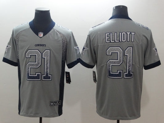 Men's Dallas Cowboys Ezekiel Elliott #21 Gray Authentic Game Jersey1