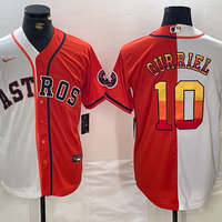 Men's Houston Astros Yuli Gurriel #10 White/Orange Replica Player Jersey1