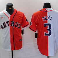Men's Houston Astros Jeremy Pena #3 White/Orange Limited Player Jersey1
