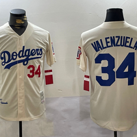 Men's Los Angeles Dodgers Fernando Valenzuela #34 Cream 1981 World Series Baseball Jersey1