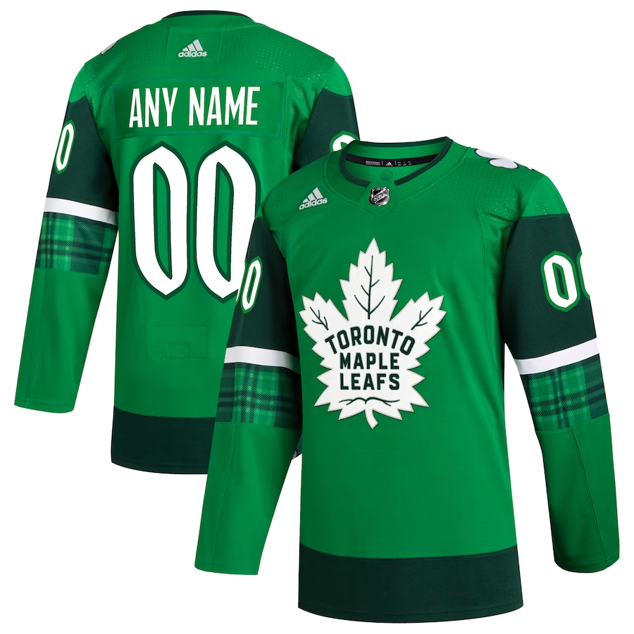 Men's Toronto Maple Leafs Kelly Green St. Patrick's Day Authentic Custom Jersey1