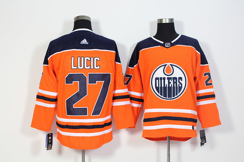 Men's Edmonton Oilers Milan Lucic #27 Orange Breakaway Player Jersey1