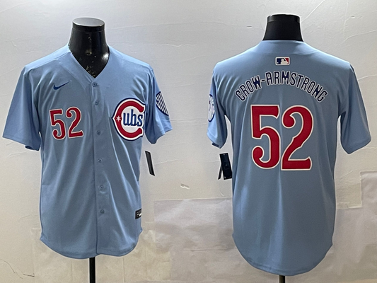 Men's Chicago Cubs Pete Crow-Armstrong #52 Baby Blue 2nd Alternate Limited Player Jersey1