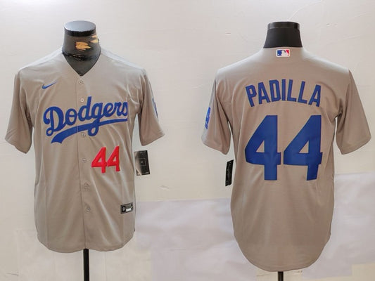 Men's Los Angeles Dodgers Vicente Padilla #44 Gray Replica Player Jersey1