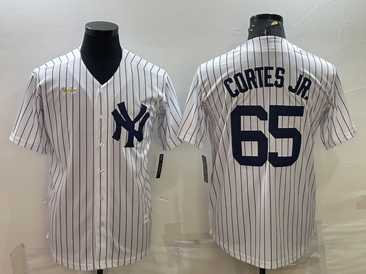 Men's New York Yankees Nestor Cortes Jr. #65 White Home Cooperstown Collection Player Jersey1