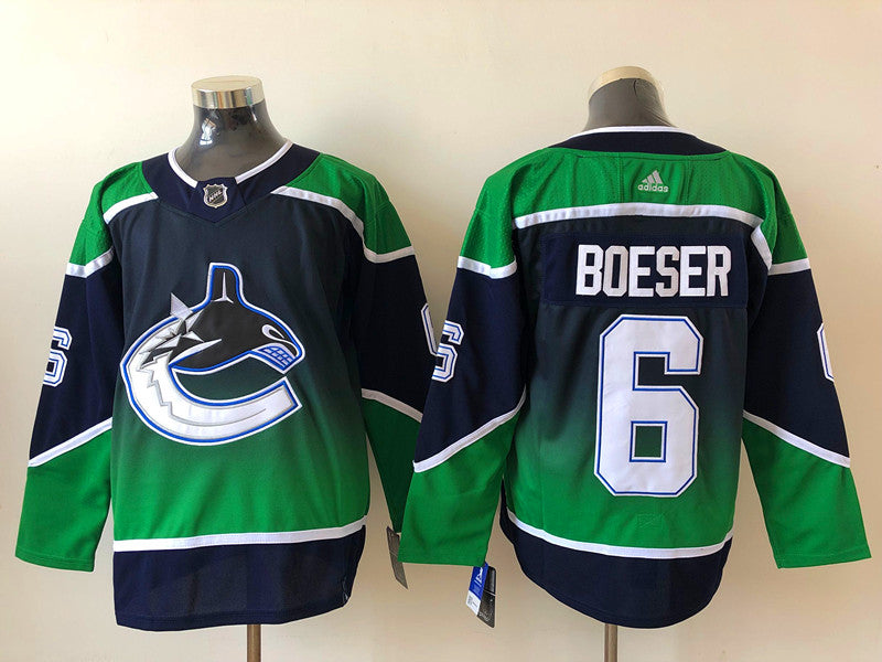 Men's Vancouver Canucks Brock Boeser #6 Black Breakaway Jersey1