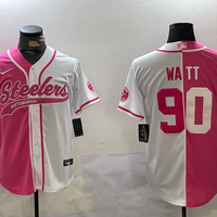 Men's Pittsburgh Steelers T.J. Watt #90 Pink/White Game Jersey1