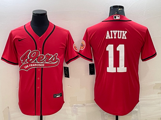 Men's San Francisco 49ers Brandon Aiyuk #11 Red Game Jersey1 Joint Edition