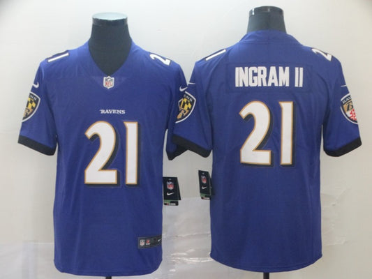 Men's Baltimore Ravens Mark Ingram II #21 Purple Game Player Jersey1