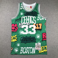 Men's Boston Celtics Larry Bird #33 Green Swingman Graffiti Edition Jersey1