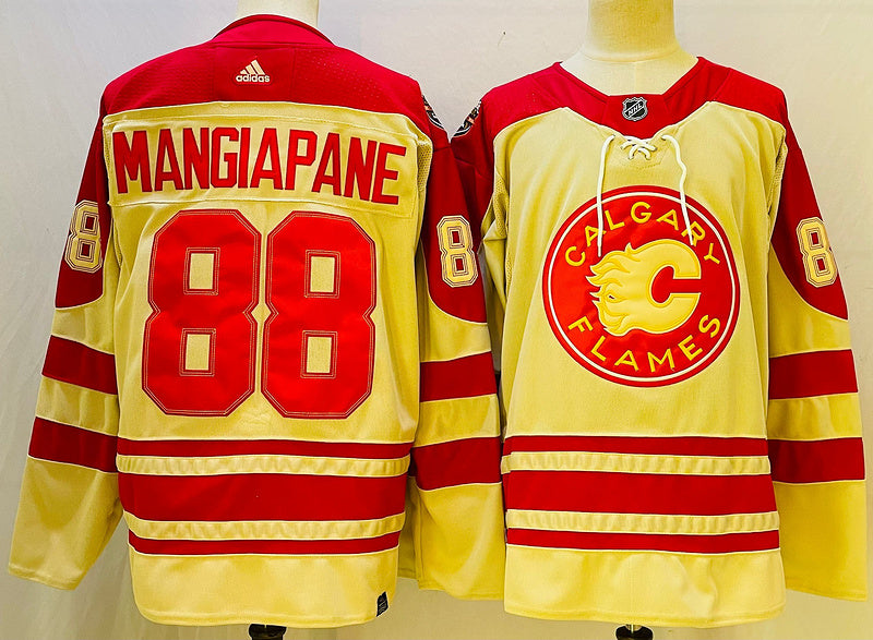 Men's Calgary Flames Andrew Mangiapane #88 Yellow Player Game Jersey1