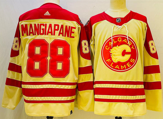 Men's Calgary Flames Andrew Mangiapane #88 Yellow Player Game Jersey1