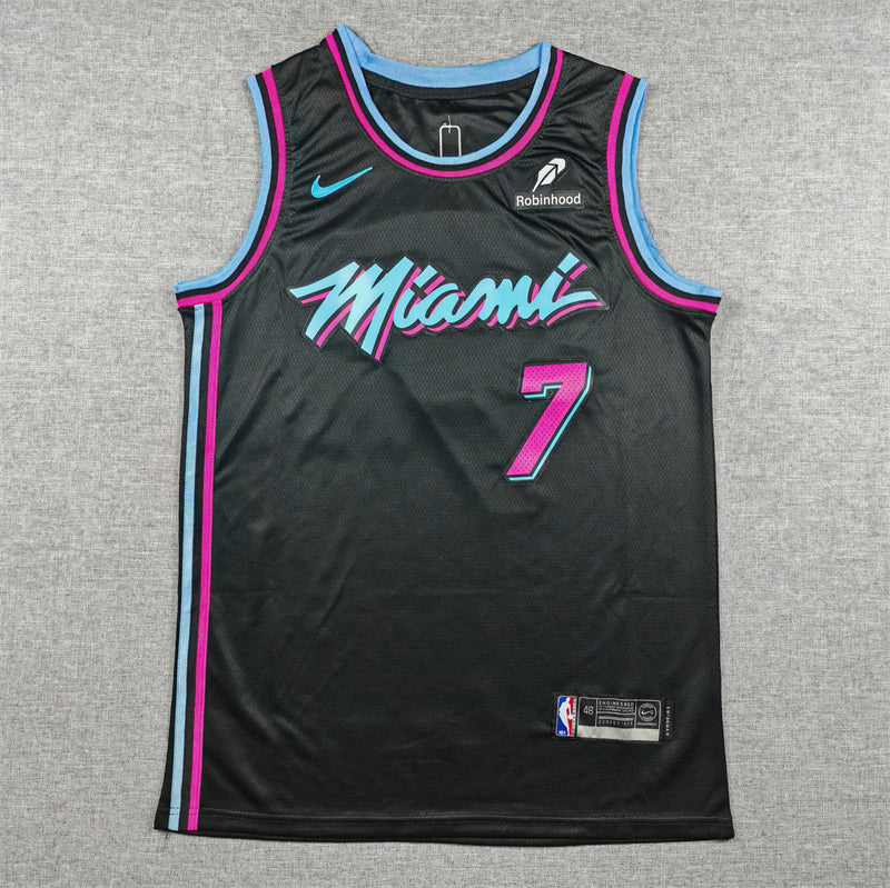 Men's Miami Heat Giannis Antetokounmpo #7 Black 2025/26 City Edition Swingman Jersey