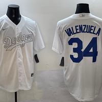 Men's Los Angeles Dodgers Fernando Valenzuela #34 White Game Jersey1