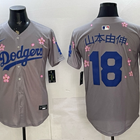 Men's Los Angeles Dodgers Yoshinobu Yamamoto #18 Gray Alternate Replica Player Jersey