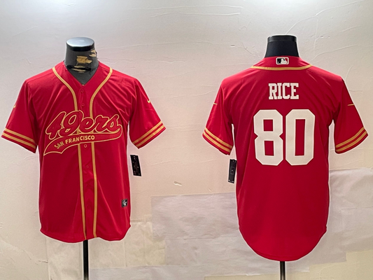 Men's San Francisco 49ers Jerry Rice #80 Scarlet Team Game Jersey1