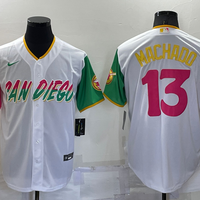 Men's San Diego Padres Manny Machado #13 White Player Game Jersey1