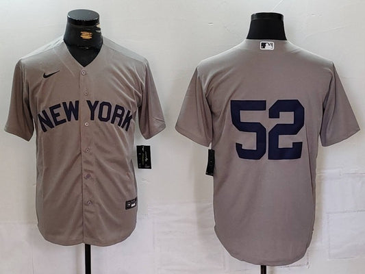 Men's New York Yankees CC Sabathia #52 Gray Replica Player Jersey1