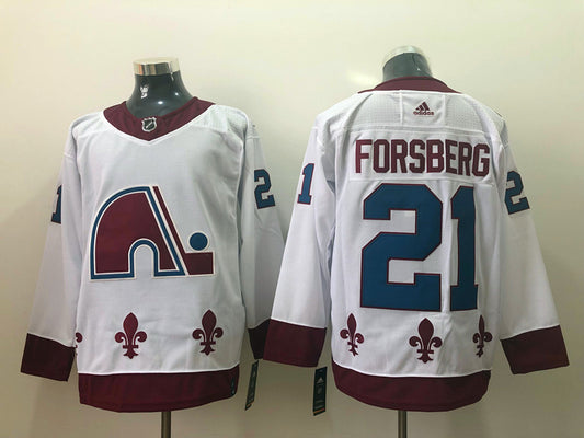 Men's Colorado Avalanche Peter Forsberg #21 White Breakaway Jersey1