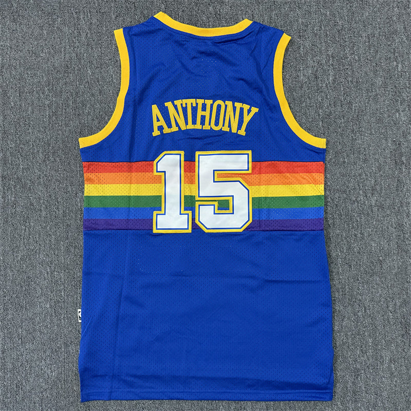 Men's Denver Nuggets Carmelo Anthony #15 Royal Hardwood Classics Swingman Jersey1