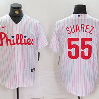 Men's Philadelphia Phillies Ranger Suarez #55 White Home Replica Player Jersey1