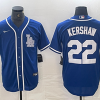 Men's Los Angeles Dodgers Clayton Kershaw #22 Blue Limited Player Jersey1