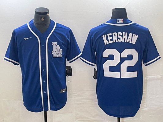 Men's Los Angeles Dodgers Clayton Kershaw #22 Blue Limited Player Jersey1