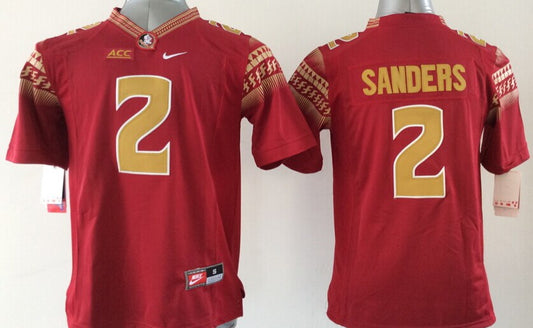 Men's Florida State Seminoles Deion Sanders #2 Red Player Game Jersey