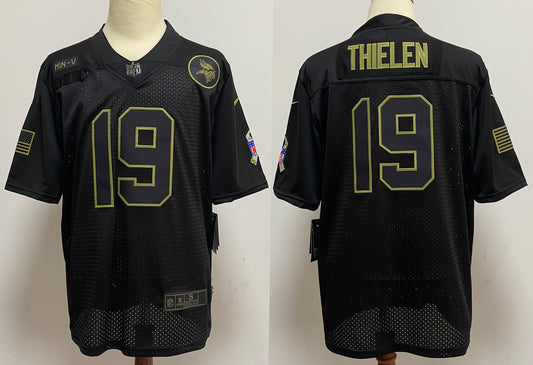 Men's Minnesota Vikings Adam Thielen Black 2020 Salute To Service Limited Jersey1