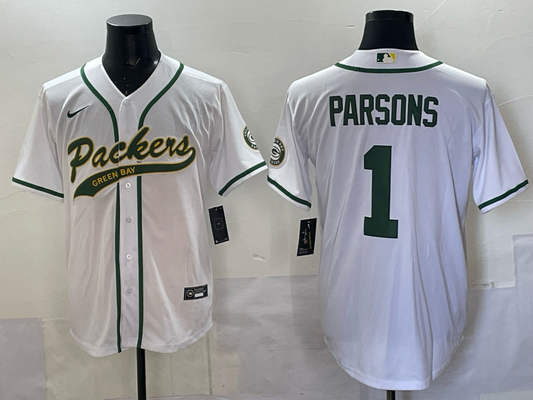 Men's Green Bay Packers Micah Parsons #1 White Game Jersey