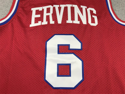 Men's Philadelphia 76ers Julius Erving #6 Red Hardwood Classics Swingman Jersey1