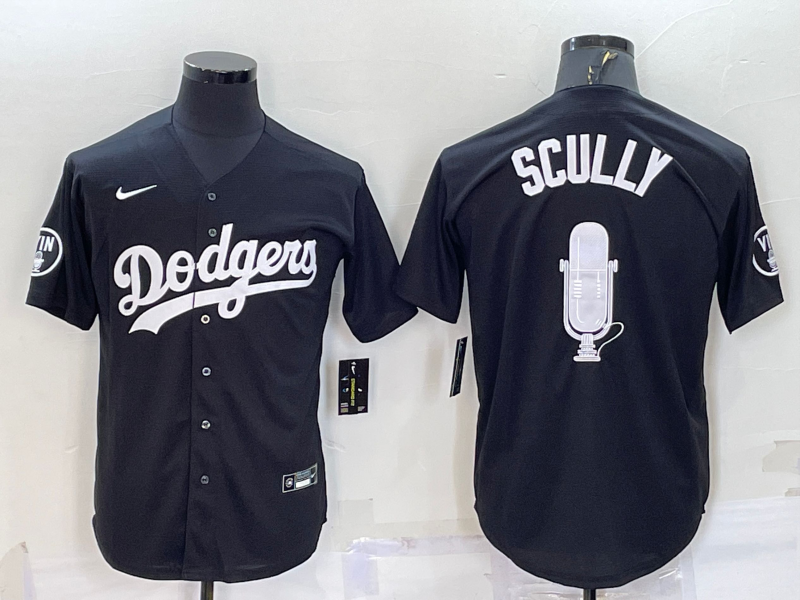 Men's Los Angeles Dodgers Vince Scully Black Replica Baseball Jersey1
