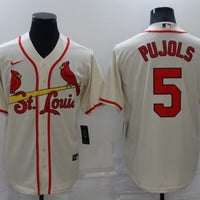Men's St. Louis Cardinals Albert Pujols #5 Beige Replica Baseball Jersey1