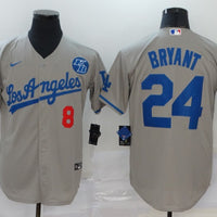 Men's Los Angeles Dodgers Kris Bryant #8-24 Gray Replica Baseball Jersey1