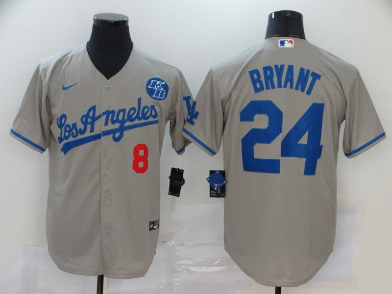 Men's Los Angeles Dodgers Kris Bryant #8-24 Gray Replica Baseball Jersey1