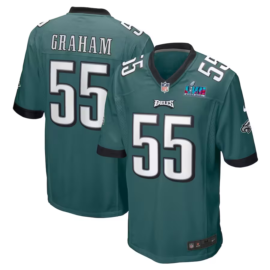 Brandon Graham #55 Philadelphia Eagles Midnight Green Super Bowl LVII Patch Game Jersey - JerseysFreak