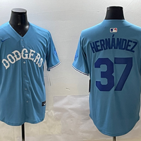 Men's Los Angeles Dodgers Teoscar Hernandez #37 Light Blue Replica Player Jersey1