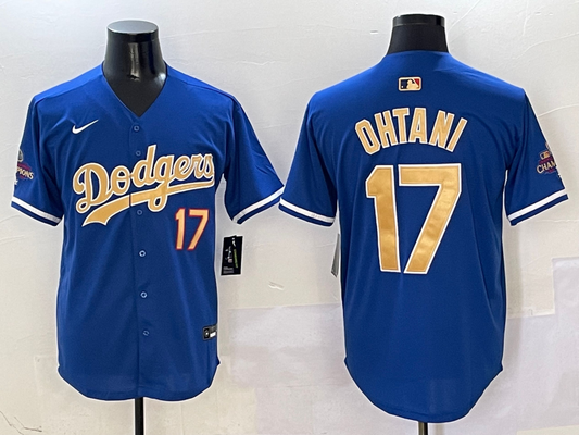 Men's Los Angeles Dodgers Shohei Ohtani #17 Royal 2025 Gold Collection Limited Jersey1