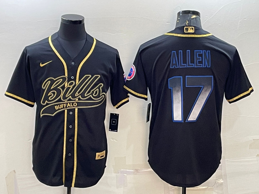 Men's Buffalo Bills Josh Allen #17 Black Game Player Jersey1 Joint Edition