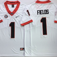 Men's Georgia Bulldogs Justin Fields #1 White Player Game Jersey