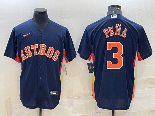 Men's Houston Astros Jeremy Pena #3 Navy Alternate Replica Player Name Jersey1