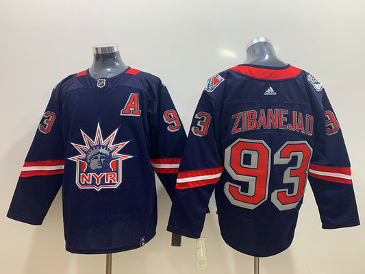 Men's New York Rangers Mika Zibanejad #93 Navy Player Game Jersey1