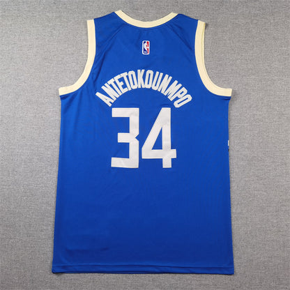Men's Milwaukee Bucks Giannis Antetokounmpo #34 Royal 2024/25 Swingman Player Jersey1 - City Edition