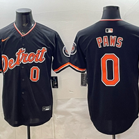 Men's Detroit Tigers Paws #0 Black Alternate Stadium Jersey