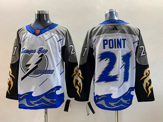 Men's Tampa Bay Lightning Brayden Point #21 White Player Jersey1