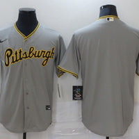Men's Pittsburgh Pirates Gray Road Authentic Blank Jersey1