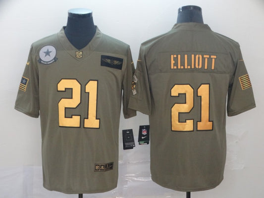 Men's Dallas Cowboys Ezekiel Elliott #21 Brown Alternate Game Jersey1